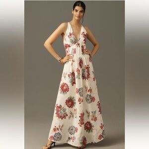 NWT Anthropologie Kivari Provence Linen Blend Sleeveless Maxi Dress